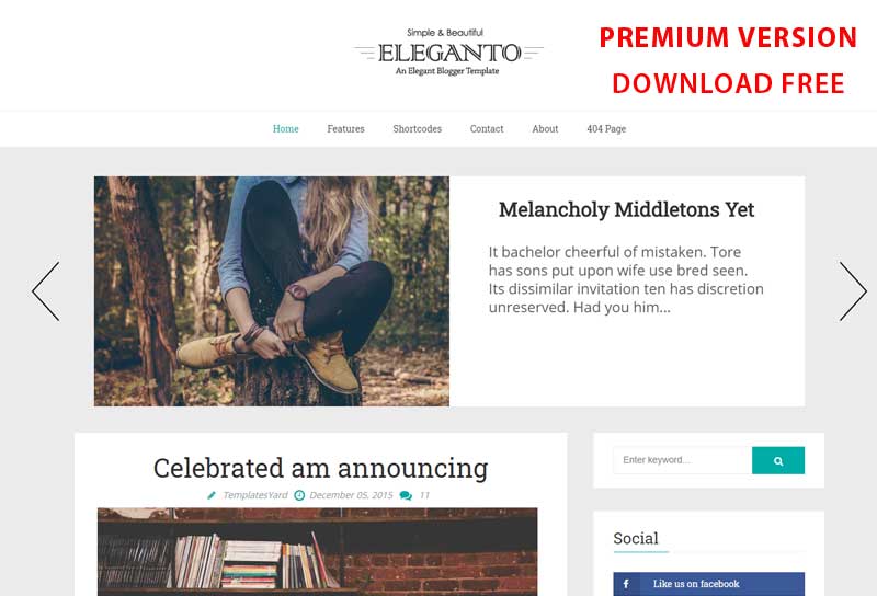Download free Eleganto Responsive Minimal Blogger Template Premium