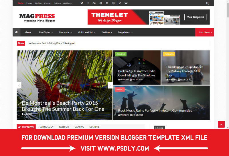 Magpress Magazine Responsive Blogger Template Premium FREE