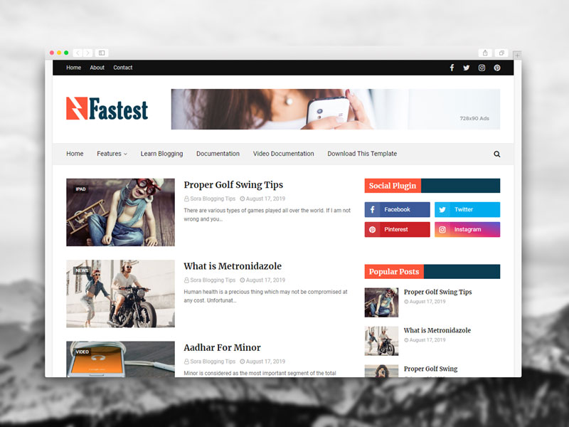 Fastest Blogger Template Premium Free Download