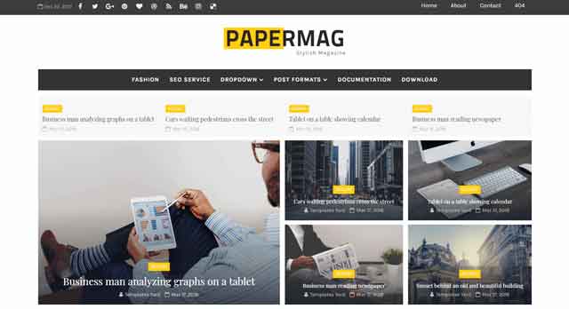 Papermag Stylish Magazine Blogger Template Premium Download Free