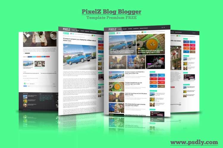 PixelZ Blog Blogger Template Premium Free