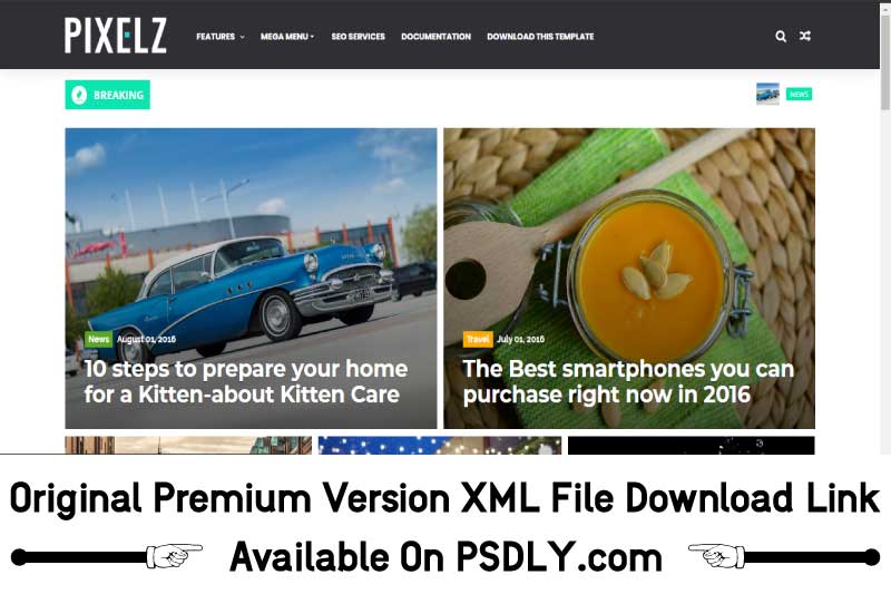 PixelZ Blog Blogger Template Premium free Download