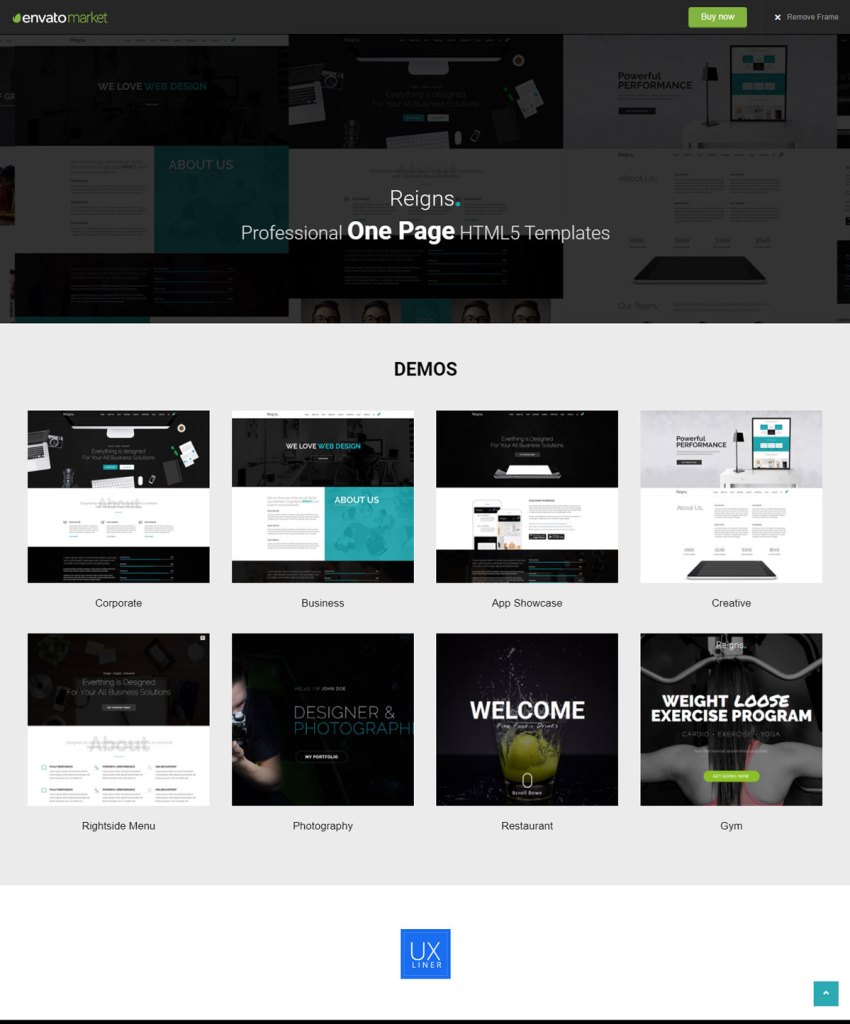 Reigns v1.0 – Professional One Page HTML5 Templates – 18591829